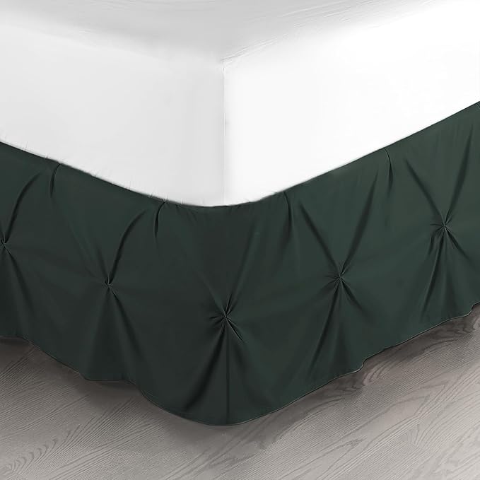 Nestl Forest Green Bed Skirt Full Size, Pinch Pleat Full Bed Skirt, 14" Inch Drop Full Bedskirt, Hotel Quality Forest Green Bed Skirts, Microfiber Bedskirt for Full Bed, Forest Green Full Bed Skirt