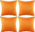 Thmyo 4-Pack 100% Cotton Comfortable Solid Decorative Throw Pillow Case Square Cushion Cover Pillowcase Sublimation Blank Halloween DIY Throw Pillow Covers for Sofa Bed(16x16 inch/40x40cm,Fall Orange)