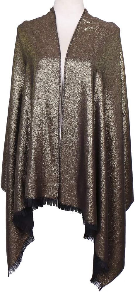 LMVERNA Women's Sparkling Metallic Soft Pashmina Shawls and Wraps Scarf in Solid Colors