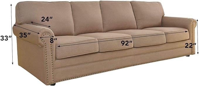 Easy-Going Stretch 4 Seater Sofa Slipcover 1-Piece Sofa Cover Furniture Protector Couch Soft with Elastic Bottom for Kids, Polyester Spandex Jacquard Fabric Small Checks Chocolate
