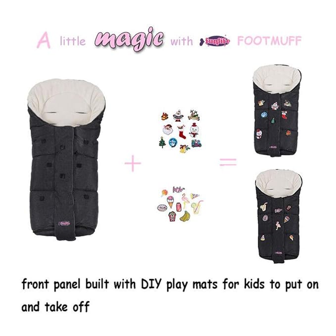 Christmas DIY Play Fun Waterproof Winter Stroller Bunting Bag Toddler,Width Adjustable, Anti-Dirt,Foot Area Open, Hoodie, All Features Needed for Baby Stroller Footmuff