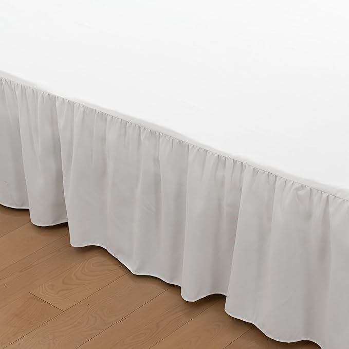 Bed Skirt Queen Size Ruffled Bed Skirt with Split Corners, 14 Inch Drop Dust Ruffle Bed Skirt with Platform, Ivory