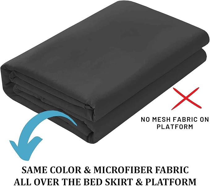 SKY BEDDINGS - King Size Ruffled Bed Skirt with Split Corners - 16 Inch Drop Dust Ruffle Bed Skirt with Platform Three Sided Coverage - 100% Microfiber, Dark Grey