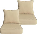 COZYVIDA Outdoor/Indoor 24x24 inch Deep Seat Patio Cushions Set of 2 Resilient Foam Filling Water Repellent Stain-Resistant UV Resistant Weather Resistant Patio Cushions Beige