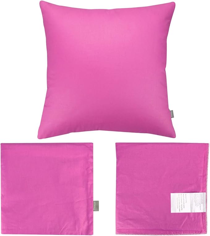 Thmyo 4-Pack 100% Cotton Comfortable Solid Decorative Throw Pillow Case, Square Cushion Cover Pillowcase Sublimation Blank Pillow Covers DIY Throw Pillowcase for Sofa(20x20 inch/ 50x50cm,Rose red)
