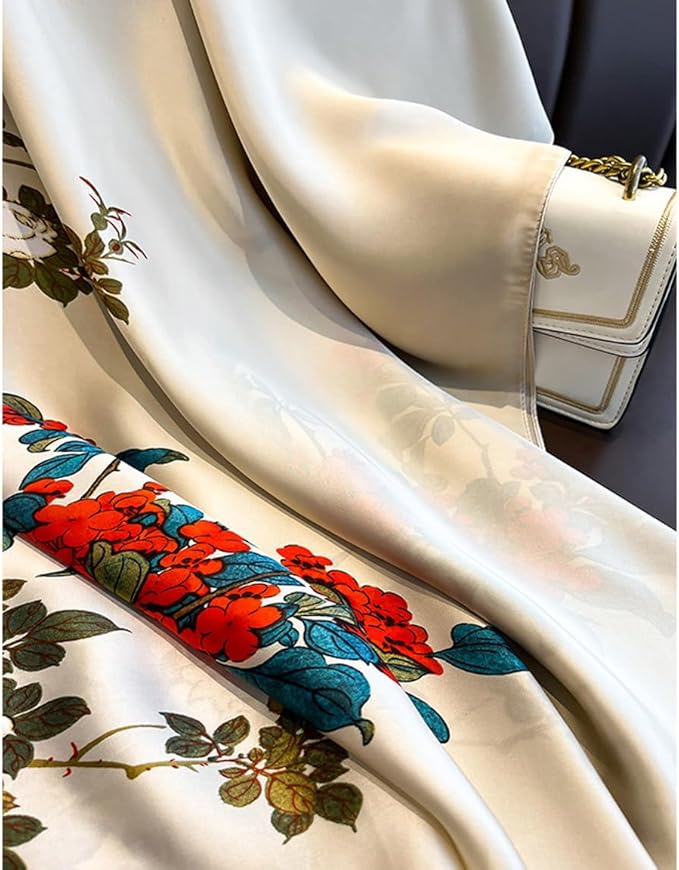 Fashion Scarves Scarf 100% Silk Feeling Scarf Silk Like Scarves Long Lightweight Sunscreen Shawls for Women