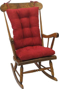 Klear Vu Omega Non-Slip Rocking Chair Cushion, Assembled in USA, Thick Tufted Design, Includes Seat Pad & Back Pillow with Ties, 17x17 Inches, 2-Piece Set, Twillo Red