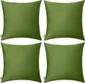 Thmyo 4-Pack 100% Cotton Comfortable Solid Decorative Throw Pillow Case, Square Cushion Cover Pillowcase Sublimation Blank Pillow Covers DIY Throw Pillowcase for Sofa(18x18 inch/ 45x45cm,Olive Green)