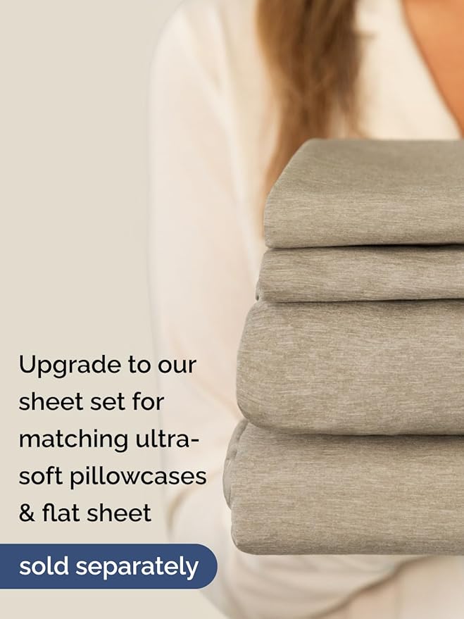 Extra Deep Queen Fitted Sheet - Hotel Luxury Single Fitted Sheet Only - Easily Fits 18 inch to 24 inch Mattress - Ultra Soft, Wrinkle Free w/Extra Deep Pockets - Breathable & Comfy - Heathered Beige