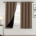 H.VERSAILTEX 100% Blackout Curtains for Bedroom Thermal Insulated Blackout Curtains 63 inch Length Heat and Full Light Blocking Curtains for Living Room with Black Liner 2 Panels Set, Macchiato