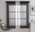 PI Sheer Curtains with Ring Top 72 Inches, Black Voile Textured Window Curtain for Apartment 1 Pair 2 Panels (W52 X L72, Black)