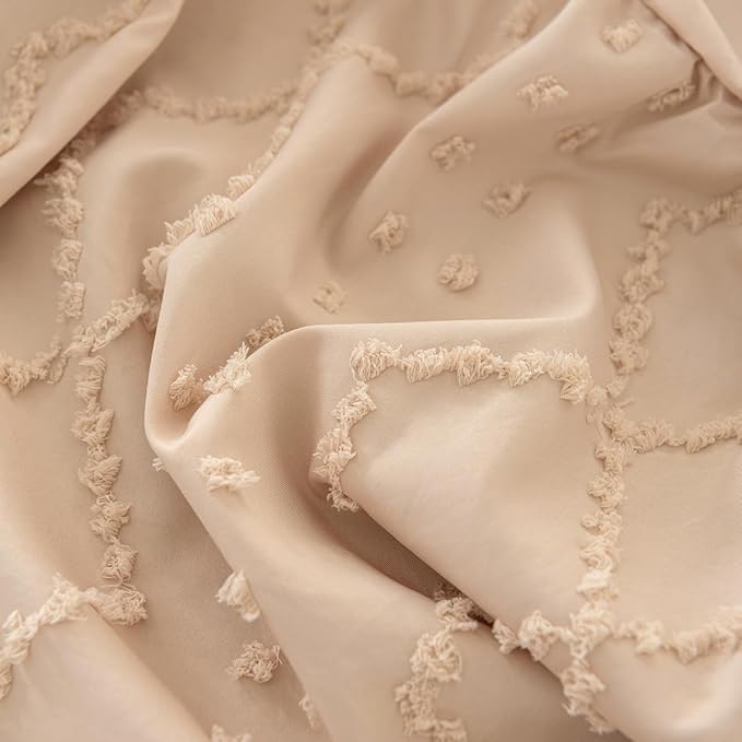 Bed Skirt Queen Size Ruffled Bed Skirt with Split Corners, 12 Inch Drop Dust Ruffle Bed Skirts with Platform, Boho Tufted Shabby Chic Queen Size Bed Skirts, Cream