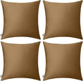 4-Pack 100% Cotton Comfortable Solid Decorative Throw Pillow Case,Thmyo Square Cushion Cover Pillowcase Sublimation Blank Pillow Covers DIY Throw Pillowcase for Sofa(24x24 inch/ 60x60cm,Light Coffee)