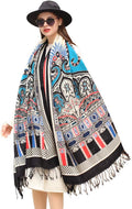 DANA XU 100% Merino Wool Pashmina Shawl for Women 96"x43", Oversized Cashmere Wrap with Tassels, Floral Travel Blanket Cape