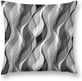 Grey Throw Pillow Covers Modern Abstract Black and Grey Striped Decorations for Bedroom Living Room Farmhouse Sofa Pillows Bed Couch 16x16 Inch
