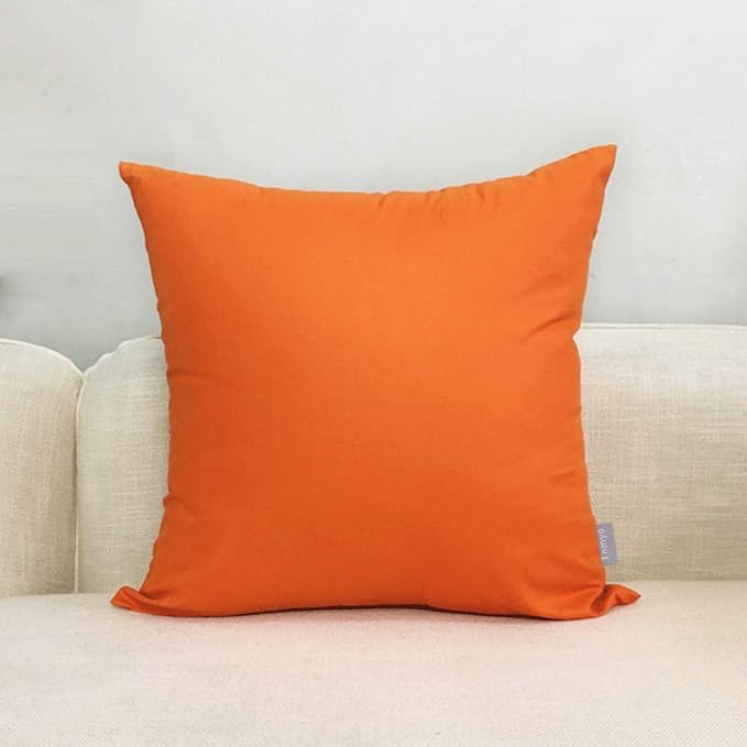 Thmyo 4-Pack 100% Cotton Comfortable Solid Decorative Throw Pillow Cases Square Cushion Cover Pillowcases Sublimation Blank Pillow Cover Halloween DIY Throw Pillowcase(16x16inch/40x40cm,Orange)