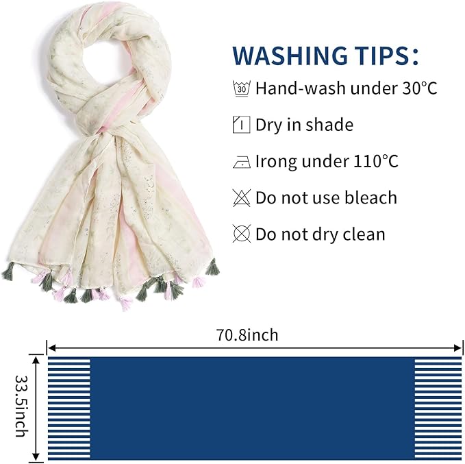 Scarf for Women Lightweight Soft Floral Leopard Printed Scarves Fall Winter Fashion Shawl Wrap with Fringe
