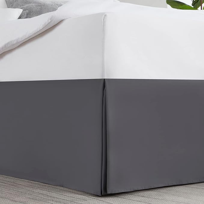 Nestl Dark Gray Bed Skirt Cal King Size - Cal King Bed Skirt 14 Inch Drop - Brushed Microfiber Bed Skirts - Hotel Quality Pleated Bed Skirt - Shrinkage & Fade Resistant