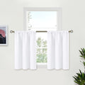 BGment White Curtains 30 Inches Length Half Window for Kitchen Over Sink - Rod Pocket 34 Inch Wide Small Drapes for Cabinet Cafe Basement Privacy, 2 Panels, 34 x 30 Inch