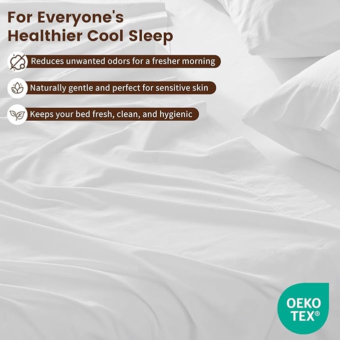 100% Linen Sheet Set Queen Size Extra Deep Pocket Fits 18-24 Inch Mattress, Breathable & Soft, Smooth 4-Piece Set for Thick Mattresses Hotel Luxury Bedding（Queen, White）