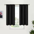 BGment Short Blackout Curtains for Kitchen Window - Black Room Darkening Drapes with Rod Pocket Thermal Insulated Privacy Blinds for Bathroom Cafe Windows, 2 Panels, 34 X 45 Inch