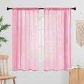 Sheer Curtains 63 Inches Long 2 Panels, Rod Pocket Short Curtain for Kitchen, Bedroom, Cafe Window(Pink 38" W x 63" L)