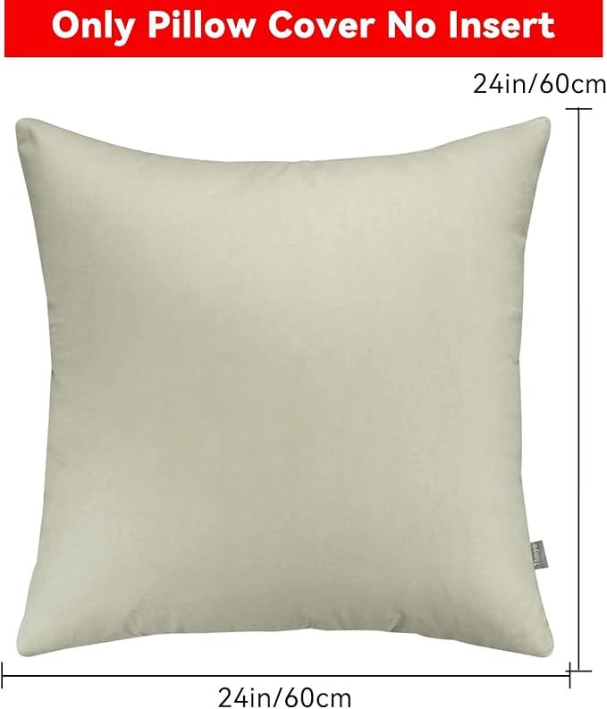 4-Pack 100% Cotton Comfortable Solid Decorative Throw Pillow Case,Thmyo Square Cushion Cover Pillowcase Sublimation Blank Pillow Covers DIY Throw Pillowcase for Sofa Bedroom(24x24 inch/ 60x60cm,Beige)