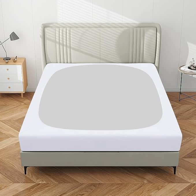 PureFit Stretchy Box Spring Cover Full - Elastic Fitted Box Spring Wrap Around 4 Sides, Wrinkle & Fading Resistant Fits Full Size Beds, White