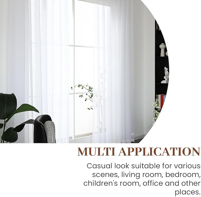Dreaming Casa White Sheer Curtains 96 Inches Long, Rod Pocket & Back Tab Light Filtering Textured Sheers for Living Room Bedroom, 2 Panels, Each 100" W x 96" L