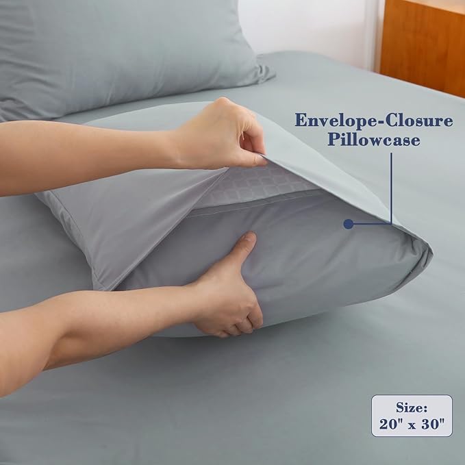 Air Mattress Sheet Set for 16-24 Inch Air Beds Full Size,Deep Pocket Fitted Sheet with Inflation Opening,Soft & Breathable, for Guests, Camping, RVs, Includes Pillowcase Flat Sheet Fitted Sheet,Gray