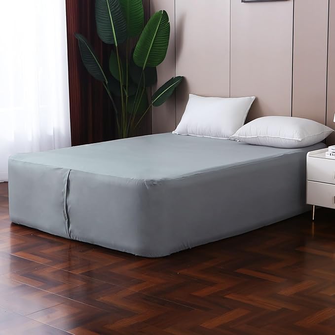 Full Fitted Sheet for Air Mattress,with 24 Inch Extra Deep Pockets,Ultra Soft Durable Breathable Bed Sheets Cover for Inflatable Air Bed,with Pump Opening,Inflate at Any Time-Gray