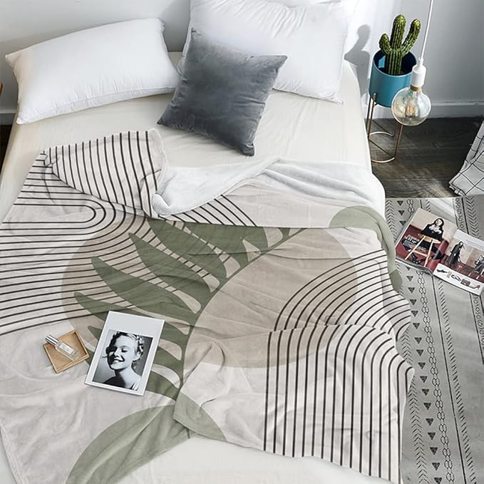 Boho Mid Century Throws Blankets Beige Yellow Modern Abstract Throw Blankets Minimalist Sun Boho Geometric Aesthetic Soft Warm Bed Bedding Women Blankets for Couch Bedroom Office 30"x40"