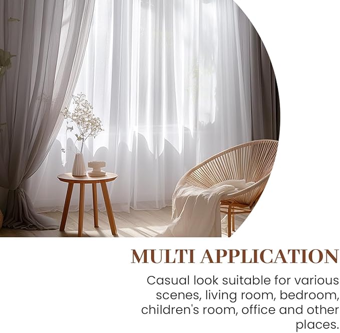 Dreaming Casa Grey Sheer Curtains 204 Inches Long, Rod Pocket & Back Tab Light Filtering Textured Sheers for Living Room Bedroom, 2 Panels, Each 52" W x 204" L