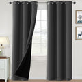 H.VERSAILTEX 100% Blackout Curtains for Bedroom Thermal Insulated Blackout Curtains 84 inch Length Full Light Blocking Curtains for Living Room with Black Liner 2 Panels Set, Charcoal Gray