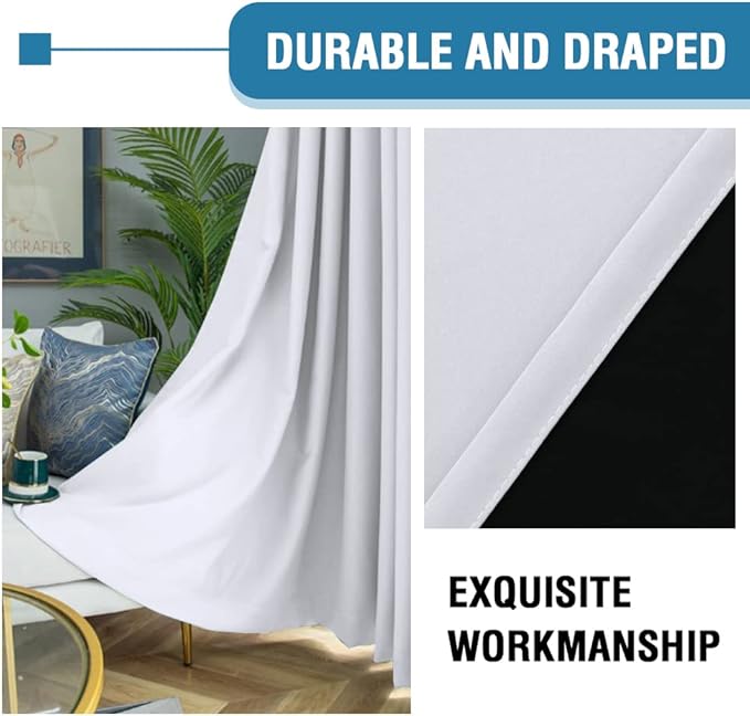 H.VERSAILTEX 100% Blackout Curtains for Bedroom Thermal Insulated Curtains Light Blocking Curtains Window Drapes for Living Room with Black Liner 2 Panels Set (42 by 54 Inch, Greyish White)