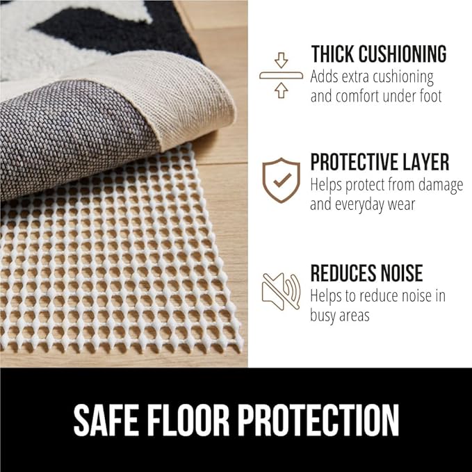 GORILLA GRIP Strong Rug Pad Gripper, 2x8 FT, US Designed, Grips Help Keep Area Rugs Safe and in Place, Slip and Skid Resistant Pads for Hard Floors, Under Carpet Mat Cushion and Hardwood Protection