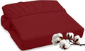 ROYALE LINENS 300 Thread Count 100% Long Staple Combed Cotton Fitted Sheet Queen - Super Soft Deep Pocket Bottom Sheet - Fitted Sheets Only - Elastic Sheets (Queen, Red)