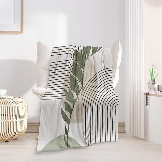 Boho Mid Century Throws Blankets Beige Yellow Modern Abstract Throw Blankets Minimalist Sun Boho Geometric Aesthetic Soft Warm Bed Bedding Women Blankets for Couch Bedroom Office 30"x40"