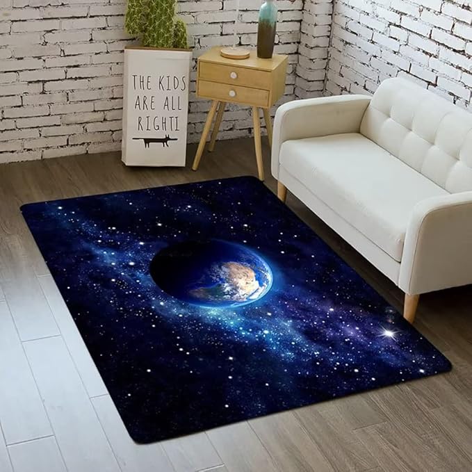 Solar System 3D Planet Universe Area Rug for Kids Bedroom 4x6 ft Soft Non-Slip Outer Space Galaxy Rug for Boys Room Living Room