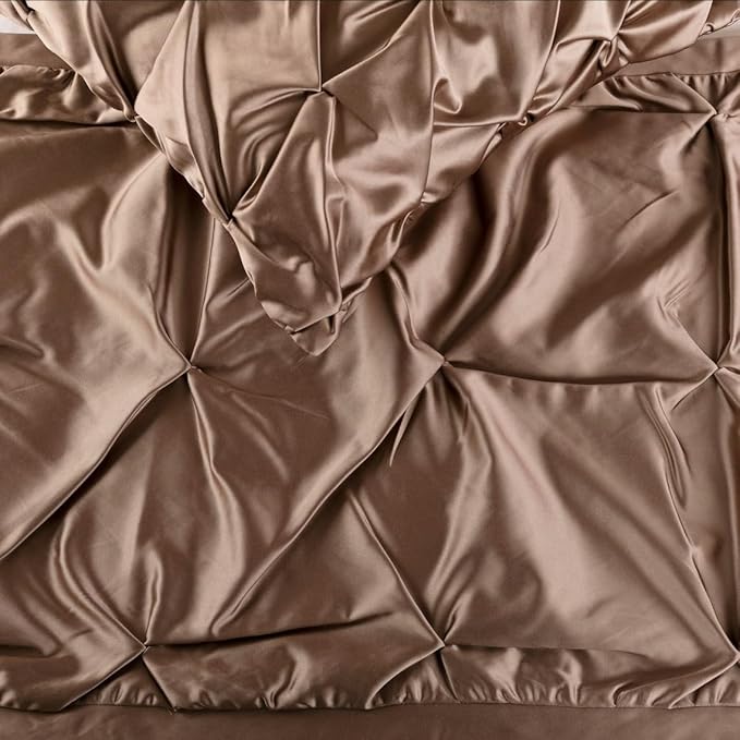 The HomeCentric Beige Bed Runner Without Pillow Cover, Full Size 68"x18" Decorative Bed Runner, Beige Satin Bed Scarf in Pintucks - Satin Ballet Swirl
