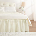RIMELA Ivory Bed Skirt Queen Size 18 Inch Drop, Elastic Bed Skirting for Bed Base and Frame, Bedding Dust Ruffle Easy to Install, Lightweight Wrap Around Adjustable Bedskirt
