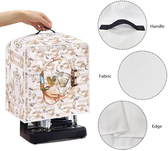 Mumeson Coffee Cup Coffee Maker Cover, Universal Waterproof and Dustproof Cover for Home Garage Office Pouch with Duarble Handle Kitchen Appliance Covers, Large