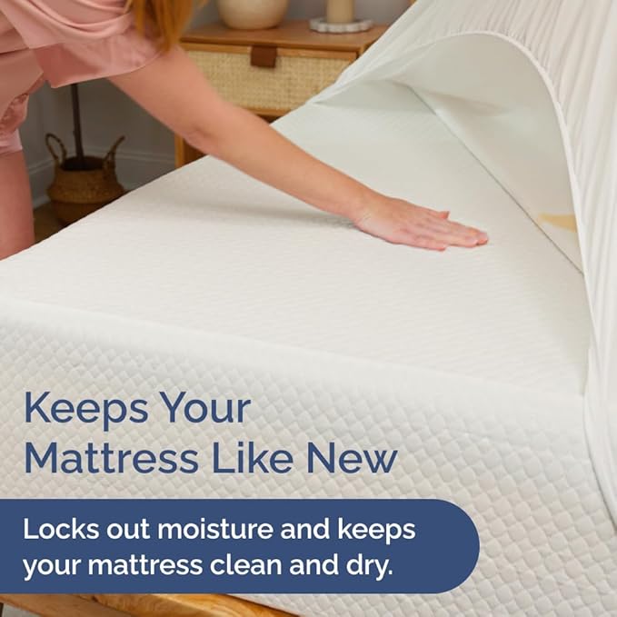 100% Waterproof Mattress Protector Or Your Money Back Cal King Size-Premium Fitted Terry Cover - Noiseless, Soft & Cooling - Secure Fit up to 16” Deep Pockets -Machine Washable & Wrinkle-Free - White
