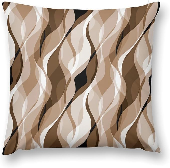 Brown Throw Pillow Covers Modern Abstract Grey and Brown Striped Decorations for Bedroom Living Room Farmhouse Sofa Pillows Bed Couch 16x16 Inch