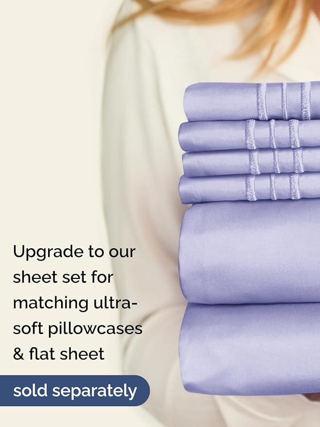Extra Deep King Fitted Sheet - Hotel Luxury Single Fitted Sheet Only - Easily Fits 18 inch to 24 inch Mattress - Ultra Soft, Wrinkle & Fade Free w/Extra Deep Pockets - Breathable & Comfy - Lavender