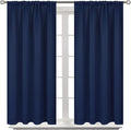 BGment Navy Blue Black Out Curtains 54 Inch Long for Bedroom Windows - Rod Pocket Room Darkening Drapes Thermal Insulated Short Blinds for Kitchen Kids Door Privacy, 42 x 54 Inch, Navy Blue, 2 Panels