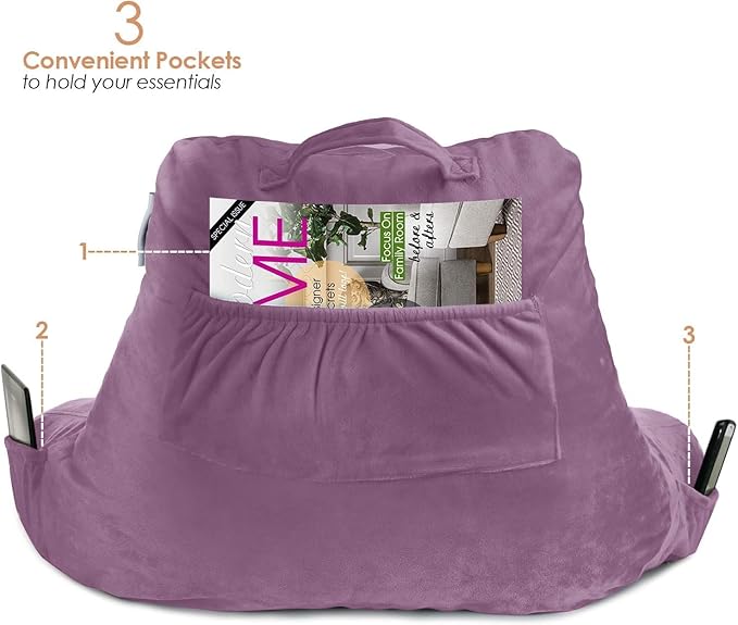 Nestl Reading Pillow for Kids & Teens with Shredded Memory Foam, Backrest Pillows for Reading, Watching, and Gaming, Use on The Couch, Bed, or Floor, Adjustable Support, Washable Cover Lavender Dream