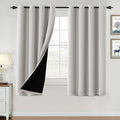 H.VERSAILTEX 100% Blackout Curtains for Bedroom Thermal Insulated Blackout Curtains 63 inch Length Heat and Full Light Blocking Curtains for Living Room with Black Liner 2 Panels Set, Pumice Stone