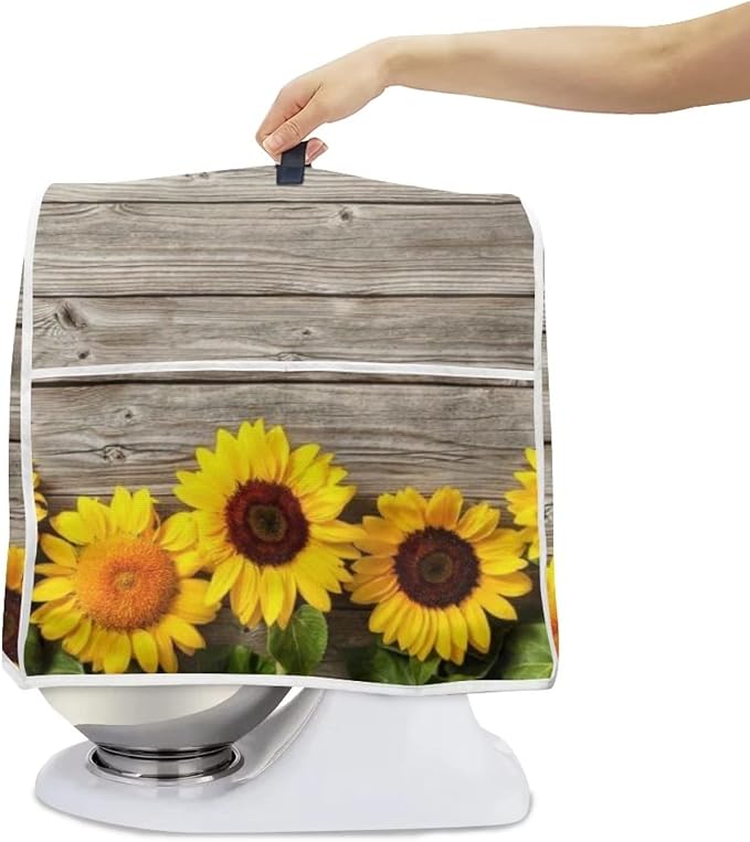 Stand Mixer Cover Compatible with Kitchen Aid Mixer, Cute Sunflower Kitchen Appliance Dustproof Covers with Accessories Pockets, Fits All Tilt Head & Bowl Lift Models Mixers