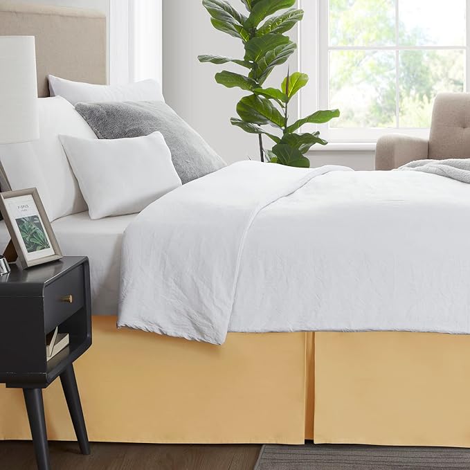 Nestl Gold Full XL Bed Skirt - Full XL Size Bed Skirt 14 Inch Drop - Brushed Microfiber Bed Skirts - Hotel Quality Pleated Bed Skirt - Shrinkage & Fade Resistant